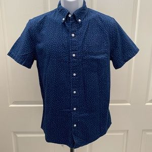 NEW wTag-MADEWELL Blue/White Polkadot Button Short Sleeve Shirt S